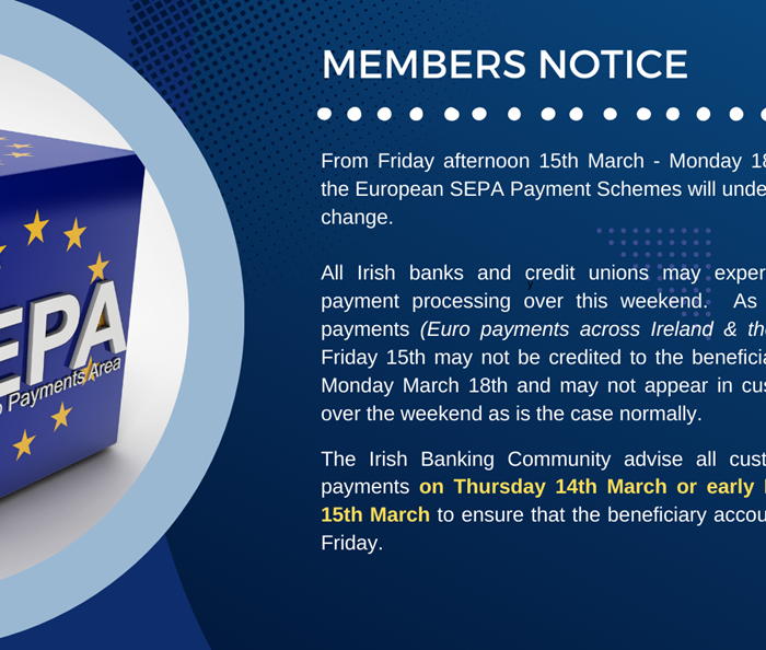 Members Notice: Possible SEPA Payment delays